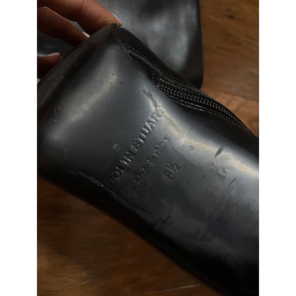COLIN STUART Knee High Black Leather Stiletto Boots Size 8.5 38.5 Shoes Tall - Picture 6 of 7